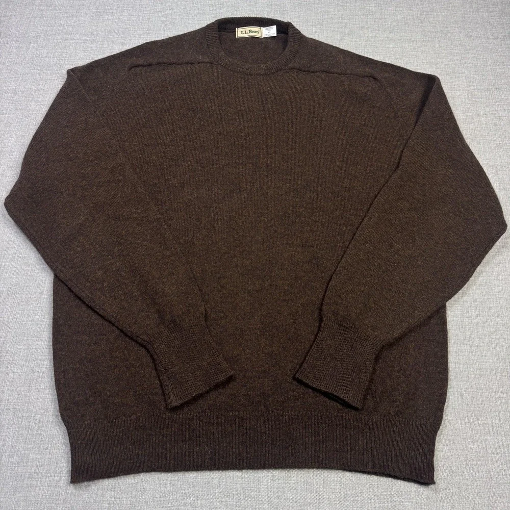 L.L. Bean Lambswool Made Scotland Fisherman Pullover Sweater Mens XLT Brown